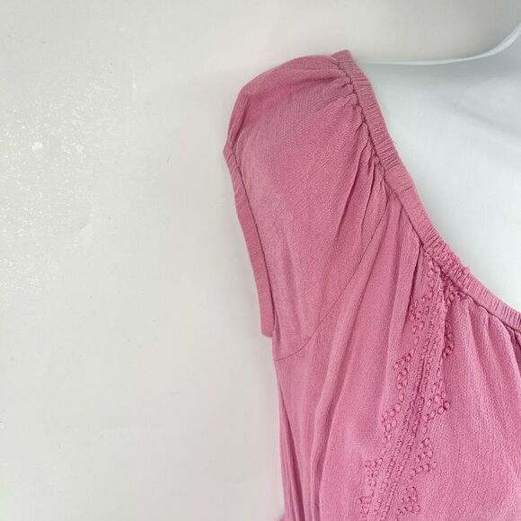 Society Amuse Womens Pullover Dress Embroidered Mini Ruffle Pink Size XS - Picture 9 of 14